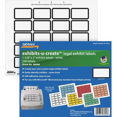 Tabbies EXHIBIT LABELS, 1-5/8X1in, 240PK TAB48090